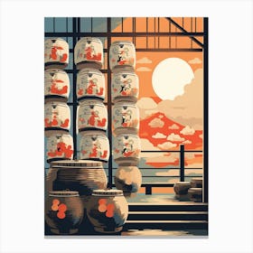 Sake Barrels Japanese 10 Canvas Print