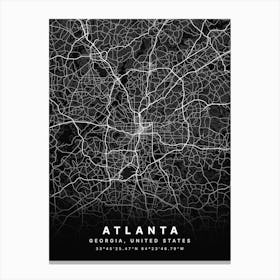 Atlanta Georgia USA Black Map Canvas Print