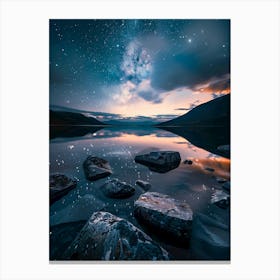 Night Sky Over Lake Canvas Print