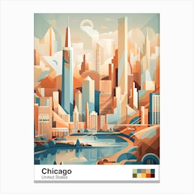 Chicago, Usa, Geometric Illustration 1 Poster Canvas Print
