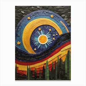 Sun And The Stars Mosaic Style Canvas Print