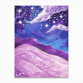 Purple Sky With Stars Canvas Print