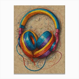 Colorful Headphones Canvas Print