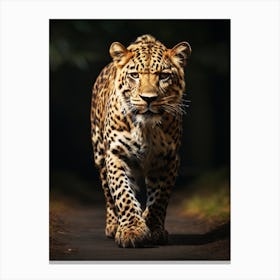 Leopard Walking In The Forest Canvas Print
