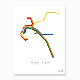 San Francisco The Bay retro map BART Canvas Print