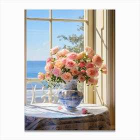 Blooming Roses: Rose Vase Print Canvas Print