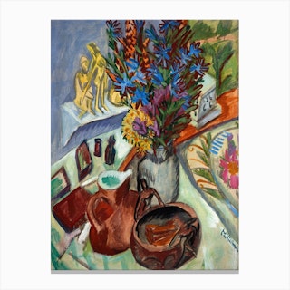 Still Life With Jug And African Bowl, Ernst Ludwig Kirchner Canvas Print