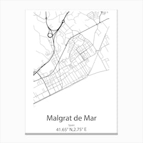 Malgrat De Mar,Spain Minimalist Map Canvas Print