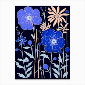 Blue Flower Illustration Love In A Mist Nigella 3 Canvas Print