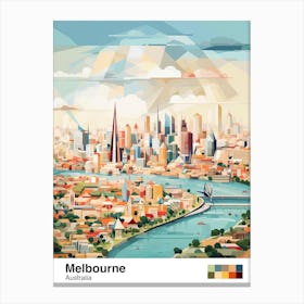 Melbourne, Australia, Geometric Illustration 1 Poster Canvas Print