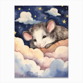 Baby Opossum 1 Sleeping In The Clouds Canvas Print
