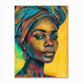 African Woman With Turban 3 Canvas Print