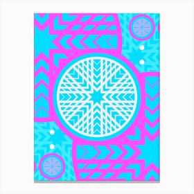 Geometric Glyph in White and Bubblegum Pink and Candy Blue n.0099 Canvas Print
