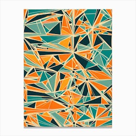 A Vibrant Retro Futuristic Seamless Pattern featuring geometric shapes with shades of blue and orange, 272 Canvas Print