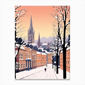 Retro Winter Illustration Bath United Kingdom 2 Canvas Print