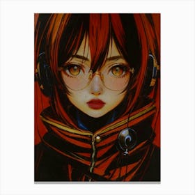 Anime Girl With Headphones Canvas Print