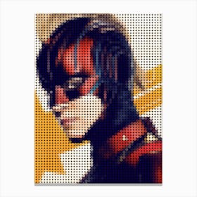 Captain Marvel In A Pixel Dots Art Style Canvas Print