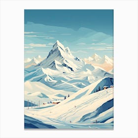 Poster Of Mountains Ski Resort Illustration 0 Simple Style Canvas Print