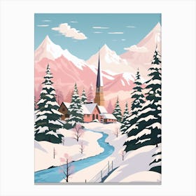 Retro Winter Illustration Bavaria Germany 1 Canvas Print