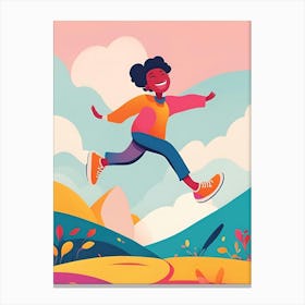 Happy Girl Jumping In The Air Canvas Print