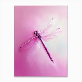 Dragonfly On Pink Background Art Canvas Print