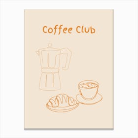 Coffee Club Poster Orange Canvas Print