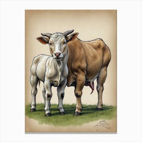 Cow And Calf Canvas Print