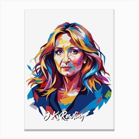 J.K. Rowling 1 Portrait WPAP Pop Art Canvas Print