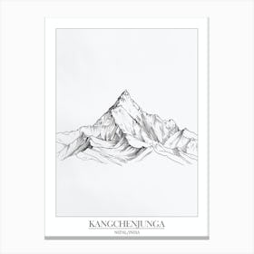 Kangchenjunga Nepal India Line Drawing 6 Poster Canvas Print