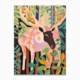 Maximalist Animal Painting Moose 1 Canvas Print
