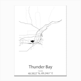 Thunder Bay,Canada Minimalist Map Canvas Print