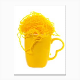 Yellow Yarn In A Cup Canvas Print