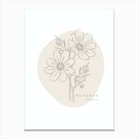 October Cosmos  Birth Flower | Neutral Florals Canvas Print