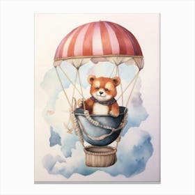 Baby Red Panda 2 In A Hot Air Balloon Canvas Print