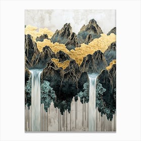 Tian Shan Mountain Golden Peaks - Aerial Opulence Canvas Print