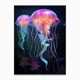 Turritopsis Dohrnii Importal Jellyfish Neon Illustration 6 Canvas Print