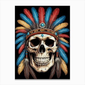 Skull Indian Headdress (29) Canvas Print