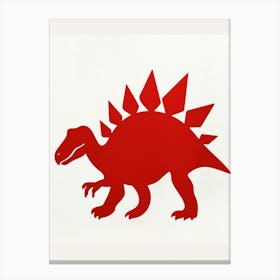Red Stegosaurus Dinosaur Silhouette 3 Canvas Print