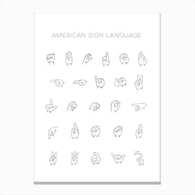 American Sign Language Chart Canvas Print