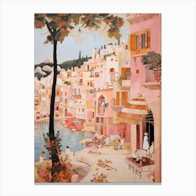 Ibiza Spain 5 Vintage Pink Travel Illustration Canvas Print