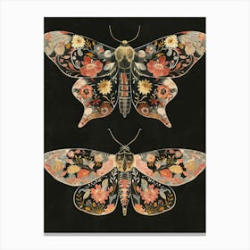 Dark Butterflies William Morris Style 7 Canvas Print