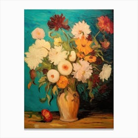 Flowers In A Vase Van Gogh Style Canvas Print