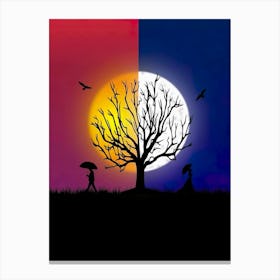 Sunset And Tree Canvas Print