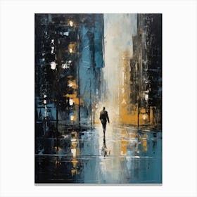 Man Walking In The Rain Canvas Print