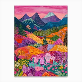 Colorful Landscape With Mountain and Flowers 14 Toile