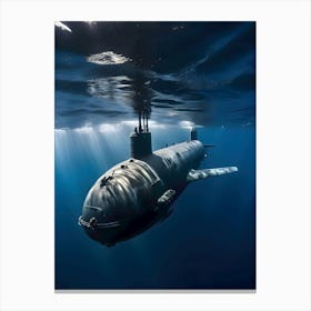 Submarine In The Ocean-Reimagined 16 Canvas Print
