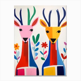 Colourful Kids Animal Art Antelope 1 Canvas Print