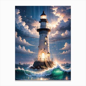 A Lighthouse In The Middle Of The Ocean Canvas Print