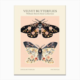 Velvet Butterflies Collection Textile Butterflies William Morris Style 8 Canvas Print