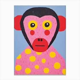 Pink Polka Dot Chimpanzee Canvas Print